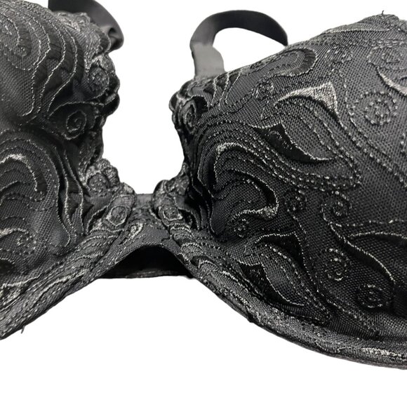 Playtex‎ Curves Bra 42C Embroidered Lace Lift Underwired Side Smooth #4513 Black - Picture 2 of 5
